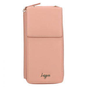 Dámska kožená peňaženko-kabelka na mobil Lagen Alexa - ružová