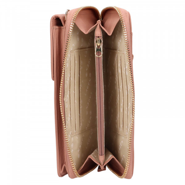 Dámska kožená peňaženko-kabelka na mobil Lagen Alexa - ružová