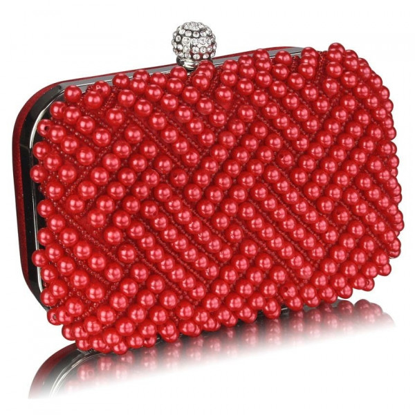 Dámska perličkova listová kabelka LS Fashion Claire - červená