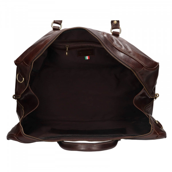 Pánska kožená cestovná taška Italia Lensc - tmavo hnedáa