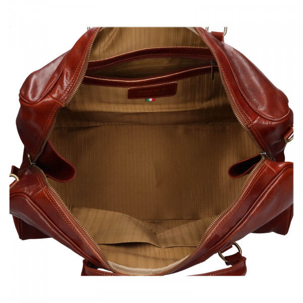 Pánska kožená cestovná taška Italia Lensc - hnedá