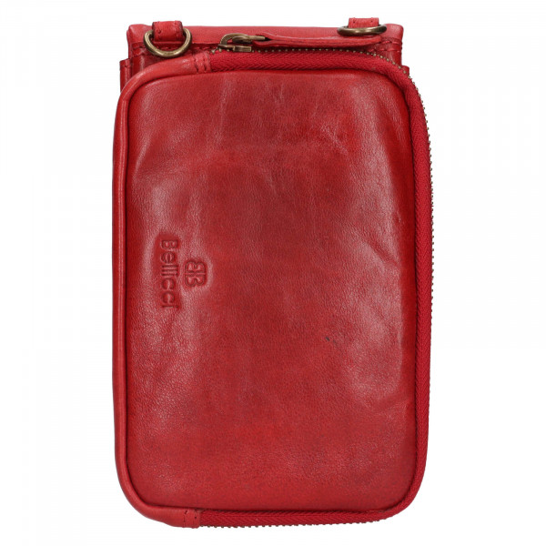 Dámska kožená kabelka na telefón a doklady Bellicci Aldea - červená