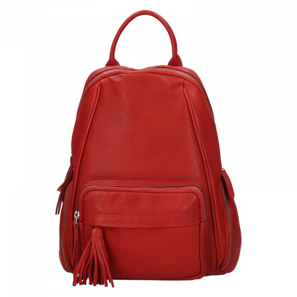 Dámsky kožený batoh The Trend Vilma - červená