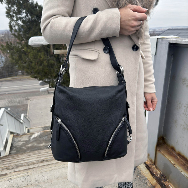 Dámska kožená batôžko-kabelka Trend Ariana - čierna