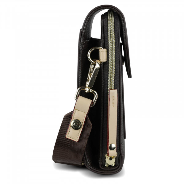 Dámska kožená kabelka na telefón a doklady Bugatti Aldea - hnedá