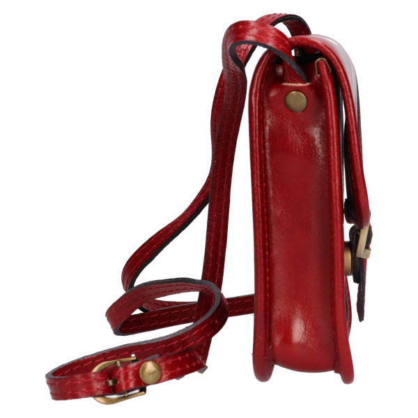 Dámska crossbody kožená kabelka Italia Jitka - červená