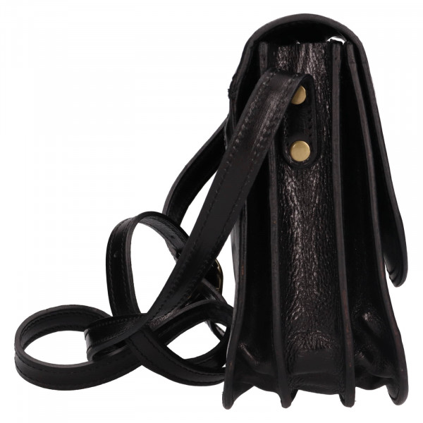 Dámska crossbody kožená kabelka Italia Judit - čierna