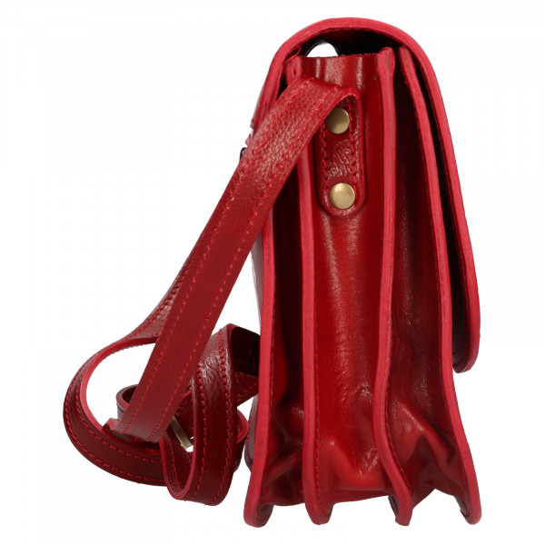 Dámska crossbody kožená kabelka Italia Judit - červená