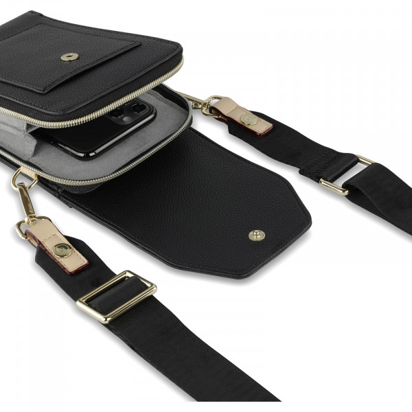 Dámska kožená kabelka na telefón a doklady Bugatti Aldea - čierna